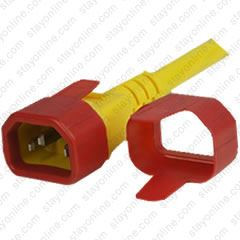 C14 SecureSleeveTab Contact Retention Insert for connecting a C14 cord end into a C13 Outlet Red