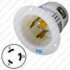 HUBBELL HBL2625 AC Flanged Inlet NEMA L6-30 Male White