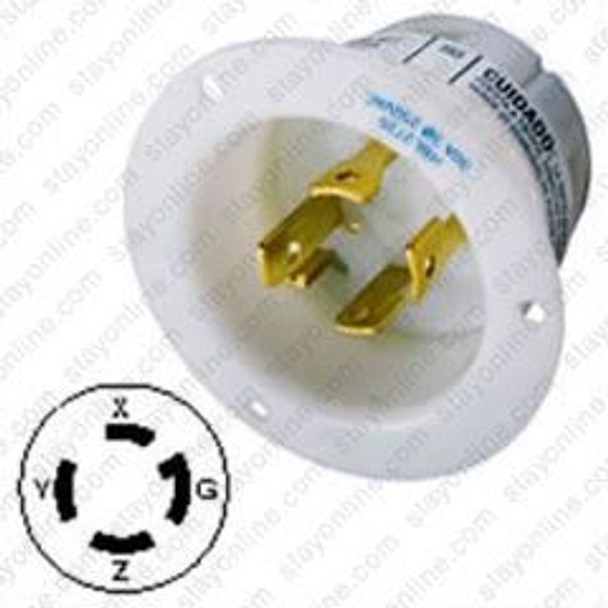 HUBBELL HBL2725 AC Flanged Inlet NEMA L15-30 Male White