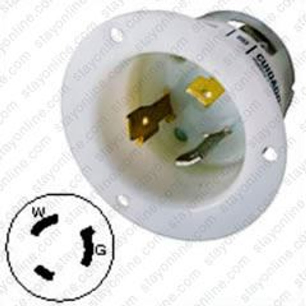 HUBBELL HBL2635 AC Flanged Inlet NEMA L7-30 Male White
