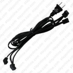 AC Fan Power Cord 1-15P to 4 x 45 degree 6 feet