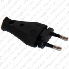 AC Male Power Plug European CEE7/16 2.5 Amp 250 Volt Black Straight Entry Crimp Termination