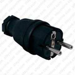 AC Male Power Plug France CEE7/6 16 Amp 250 Volt Black Straight Entry Splash Proof all Rubber