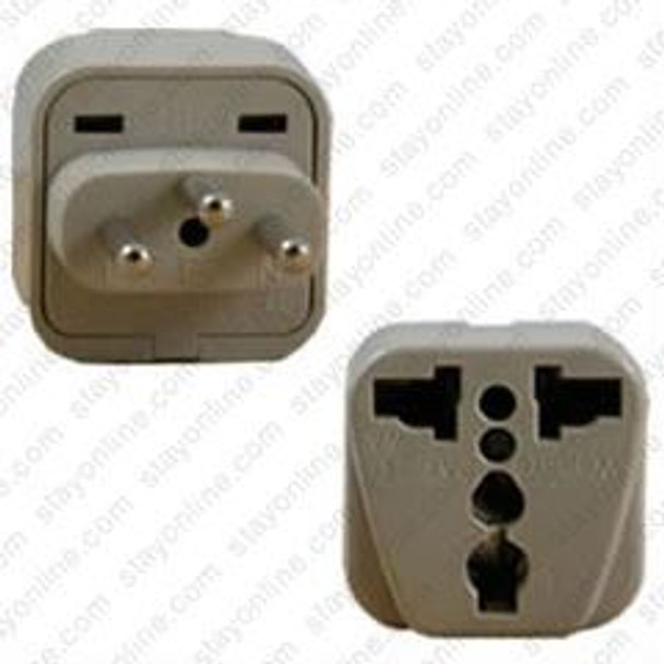 Swiss SEV1011 Male Plug to Multi Country Connector - Block Plug Adapter
