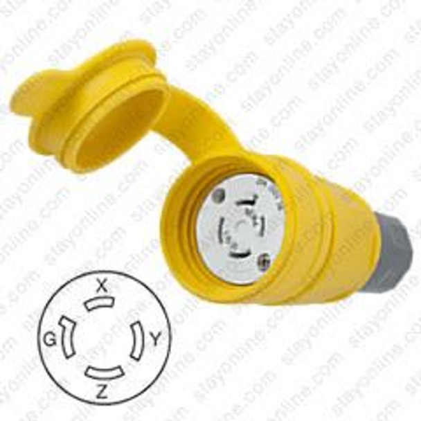 HUBBELL HBL27W75 AC Connector NEMA L15-20 Female Yellow Watertight