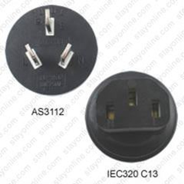 Australia AS3112 Male Plug to IEC320 C13 Connector - Block Plug Adapter