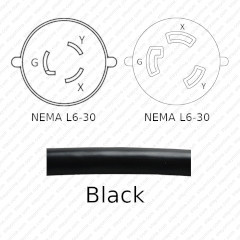 NEMA L6-30 Male Plug to L6-30 Connector 30.5 meters / 100 feet 25A/250V 10/3 SJT Black - Power Extension Cord