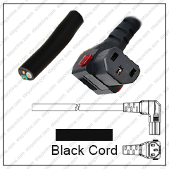 Power Cord Blunt Cut to IEC 320 C13 Female Connector Down WS-Lock 2.0 Meter / 6.5 Feet 15A/250V 14/3 SJT