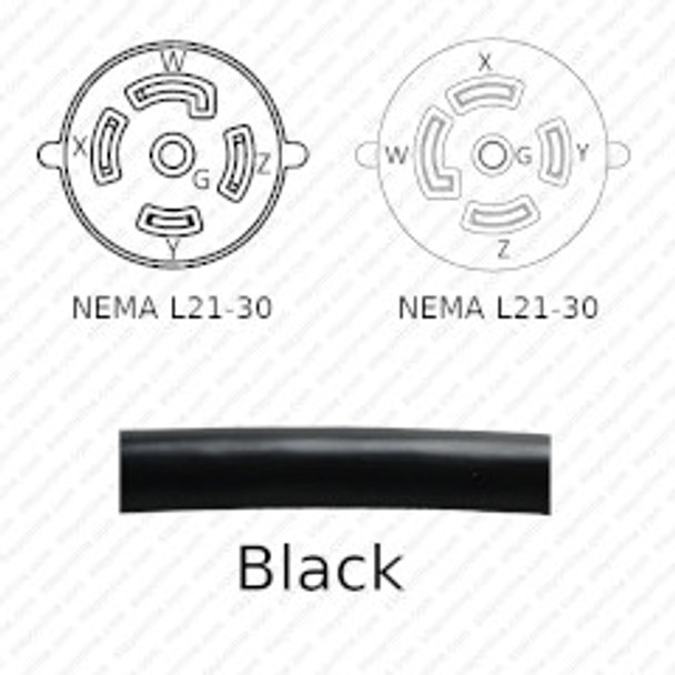 NEMA L21-30 Male Plug to L21-30 Connector 30.5 meters / 100 feet 25A/208V 8/5 SOOW Black - Power Extension Cord