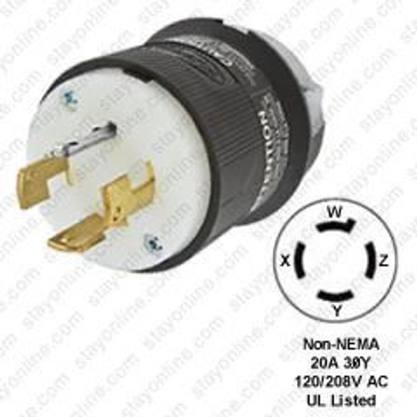 HUBBELL HBL7411C AC Plug Non-NEMA 20a 4wire 120/208v