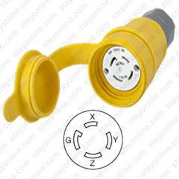 HUBBELL HBL29W75 AC Connector NEMA L15-30 Female Yellow Watertight