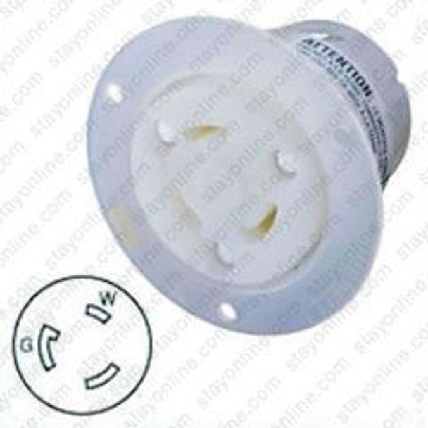 HUBBELL HBL2616 AC Flanged Outlet NEMA L5-30 Female White