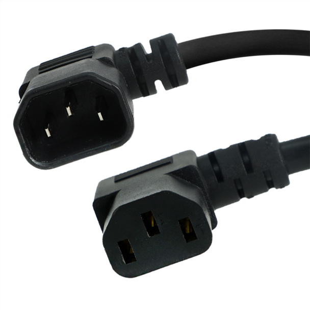 Iron Box IBX-6423-XX C14 Left Angle to C13 Left Angle Power Cords, 10A, 250V, 18/3 SJT | American Cable Assemblies