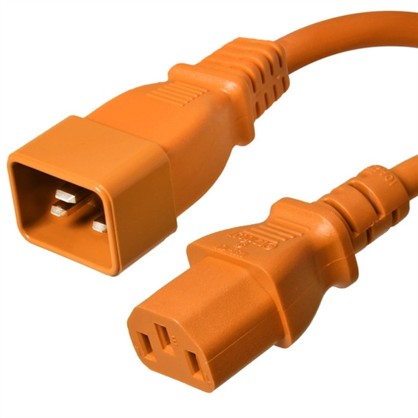 Iron Box IBX-1622-XX C20 to C13 Power Cords, Orange, 15A, 250V, 14/3 SJT | American Cable Assemblies
