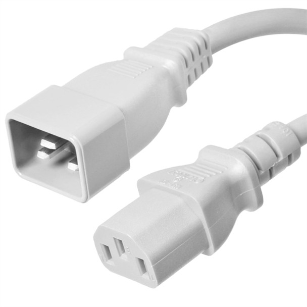 Iron Box IBX-1625-XX C20 to C13 Power Cords, White, 15A, 250V, 14/3 SJT | American Cable Assemblies