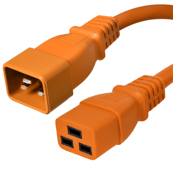 Iron Box IBX-2818-XX C20 to C19 Power Cords, Orange, 20A, 250V, 12/3 SJT | American Cable Assemblies