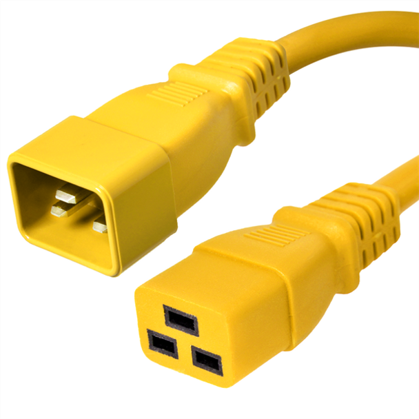Iron Box IBX-2820-XX C20 to C19 Power Cords, Yellow, 20A, 250V, 12/3 SJT | American Cable Assemblies