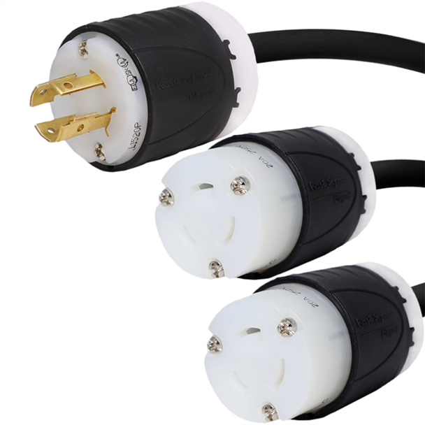 0-10031-10 L15-20P to 2x L6-20R Splitter Power Cords | American Cable Assemblies