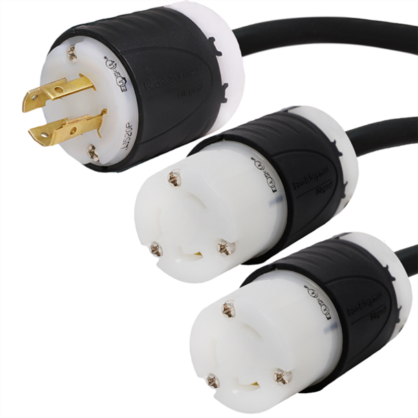 Iron Box IBX-10032-10 L15-20P to 2x L6-30R Splitter Power Cords | American Cable Assemblies