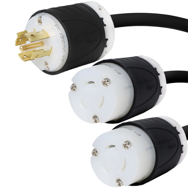 Iron Box IBX-2117-10 L21-20P to 2x L6-20R Splitter Power Cords | American Cable Assemblies