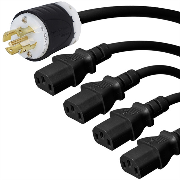 Iron Box IBX-12060 L21-30P to 4 x C13 Splitter Power Cords | American Cable Assemblies