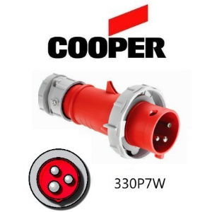 Iron Box AH330P7W Cooper 330P7W Plug   30A, 480V 2-Pole / 3-Wire, IEC60309 | American Cable Assemblies
