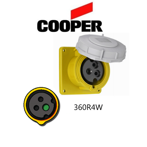 Iron Box AH360R4W Cooper 360R4W Outlet   60A, 110V  125V 2-Pole / 3-Wire, IEC60309 | American Cable Assemblies