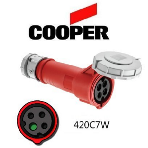 Iron Box AH420C7W Cooper 420C7W Connector   20A, 480V 3-Pole / 4-Wire, IEC60309 | American Cable Assemblies