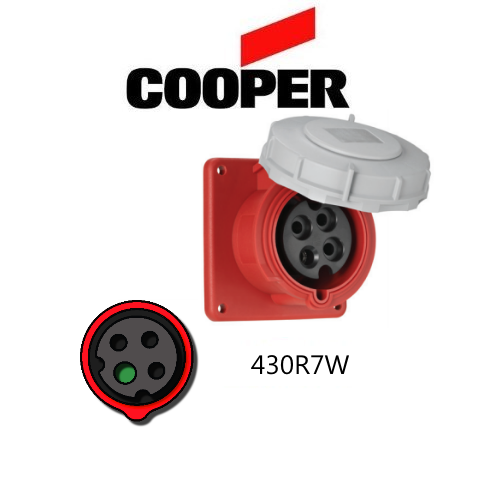 Iron Box AH430R7W Cooper 430R7W Outlet   30A, 480V 3-Pole / 4-Wire, IEC60309 | American Cable Assemblies