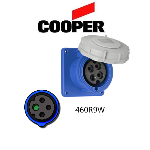 Iron Box AH460R9W Cooper 460R9W Outlet   60A, 250V 3-Pole / 4-Wire, IEC60309 | American Cable Assemblies