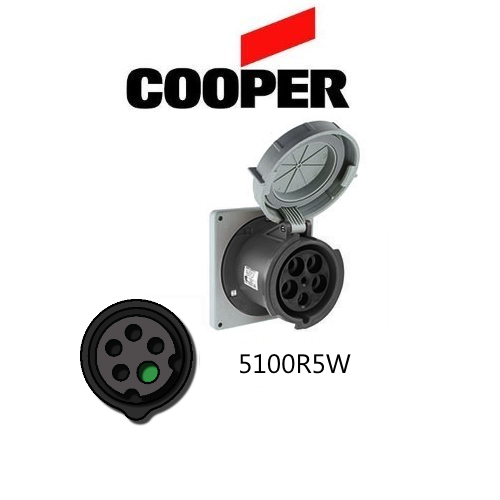Iron Box AH5100R5W Cooper 5100R5W Outlet   100A, 600V 4-Pole / 5-Wire, IEC60309 | American Cable Assemblies