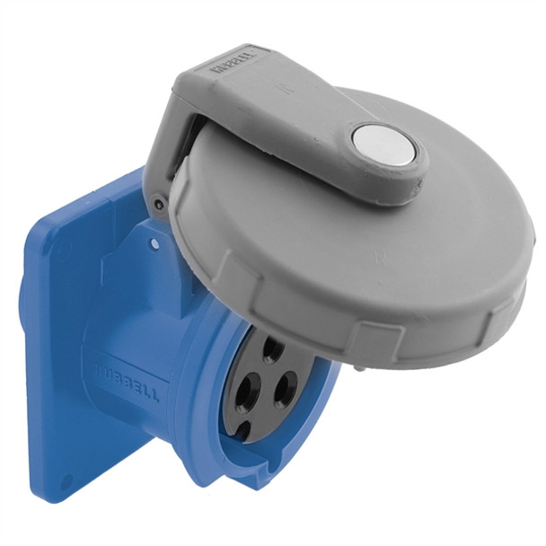 Iron Box HBL320R6W Hubbell HBL320R6W Pin and Sleeve Flanged Receptacle Rated for 20A/250V | American Cable Assemblies