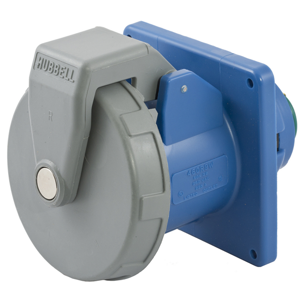 Iron Box HBL460R9W Hubbell HBL460R9W 60A, 250V, 3-Pole Pin and Sleeve Flanged Receptacle | American Cable Assemblies