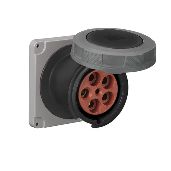 Iron Box ME5100R5W Mennekes ME5100R5W 100A, 347-600V, 4-Pole Pin and Sleeve Flanged Receptacle | American Cable Assemblies
