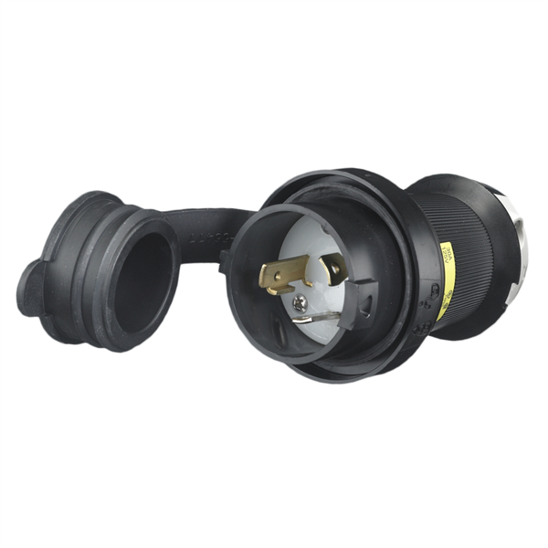 Iron Box HBL2611SW Hubbell HBL2611SW L5-30P Twist-Lock® Shrouded Watertight Plug, 30A, 125V | American Cable Assemblies