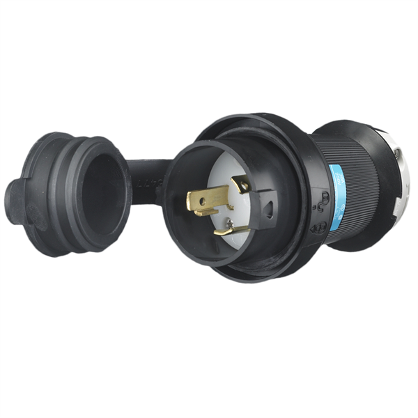 Iron Box HBL2621SW Hubbell HBL2621SW L6-30P Twist-Lock® Shrouded Watertight Plug, 30A, 250V | American Cable Assemblies