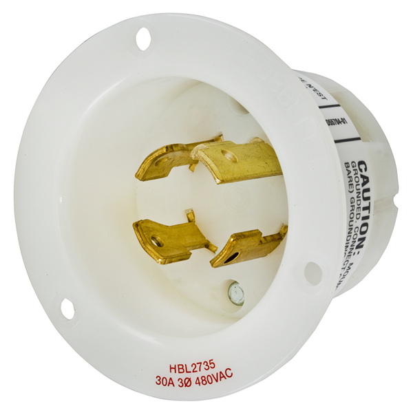 Iron Box HBL2735 Hubbell L16-30P Twist-Lock® Flanged Inlet Rated for 30A/3Ø 480V | American Cable Assemblies