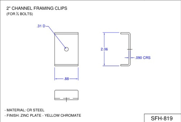 Moreng Telecom SFC-2M Slotted Channel Framing Clip - 2" | American Cable Assemblies