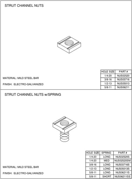 Moreng Telecom NUS005013 Unistrut 1/2 Nut | American Cable Assemblies