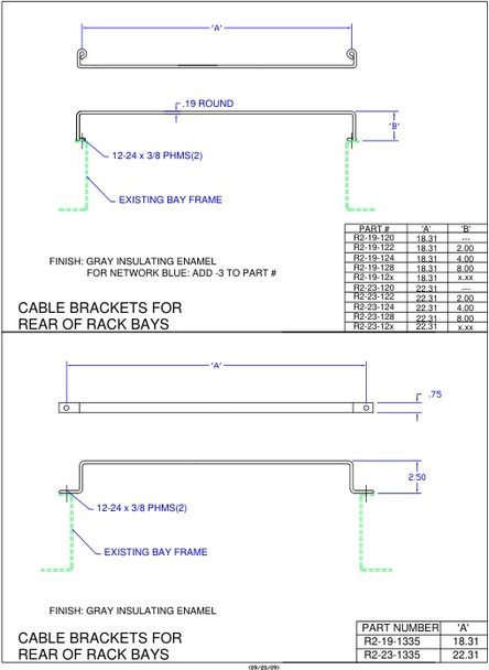 Moreng Telecom R2-19-122 Cable Tie Bar  -  19" Bay | American Cable Assemblies