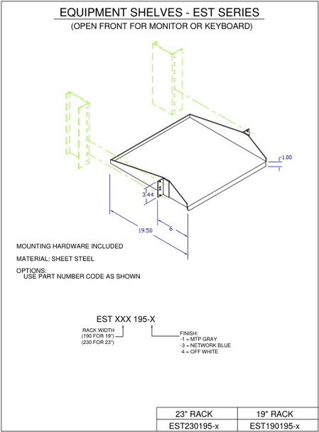 Moreng Telecom EST230195-1 Monitor / Keyboard Shelf | American Cable Assemblies