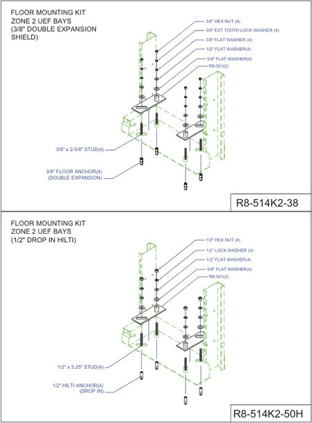 Moreng Telecom R8-514K2-38 Floor Mounting Kit | American Cable Assemblies