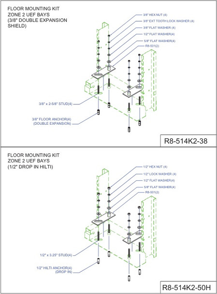 Moreng Telecom R8-514K2-50H Floor Mounting Kit | American Cable Assemblies