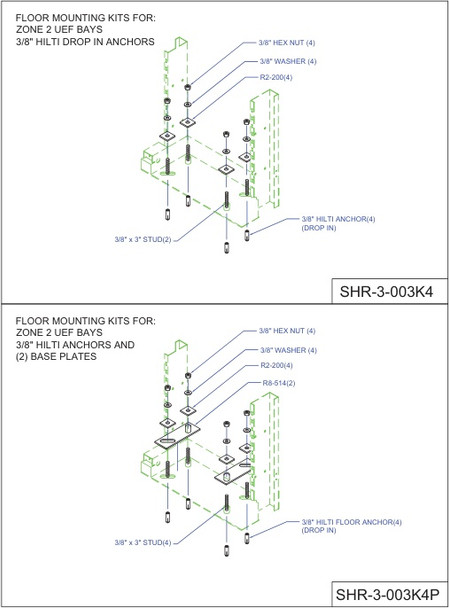 Moreng Telecom SHR-3-003K4 Floor Mounting Kit | American Cable Assemblies