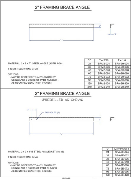 Moreng Telecom SFA-2-072_ Framing Angle  2 X 2 X  6' | American Cable Assemblies