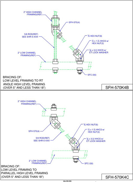 Moreng Telecom SFH-570K4B Hanger Rod Bracing Bracket Kit | American Cable Assemblies