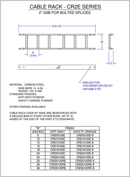 Moreng Telecom CR205120E Cable Rack - Solid Side Bar | American Cable Assemblies