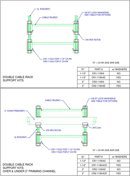 Moreng Telecom CR2-115K4 "G" Clip  -  Double Ca Rk Supt Kit | American Cable Assemblies