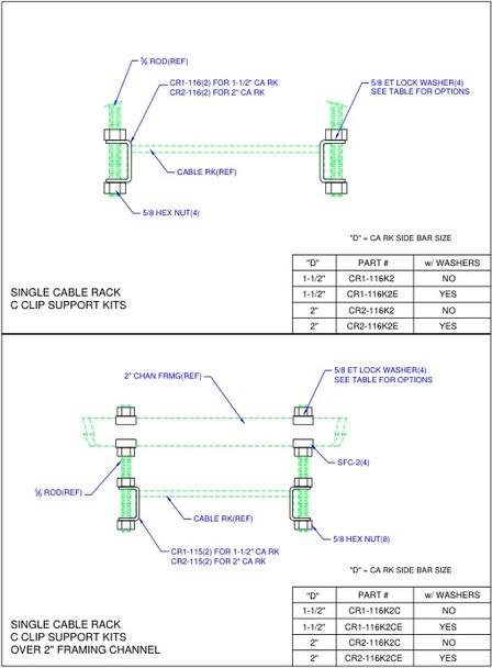 Moreng Telecom CR1-116K2C "C" Clip  -  Hanger Bracket Kit | American Cable Assemblies