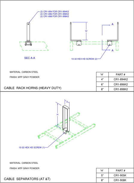 Moreng Telecom CR1-894K2 Horn Kit- Cable Rung Mounted - 4"  (Pr) | American Cable Assemblies